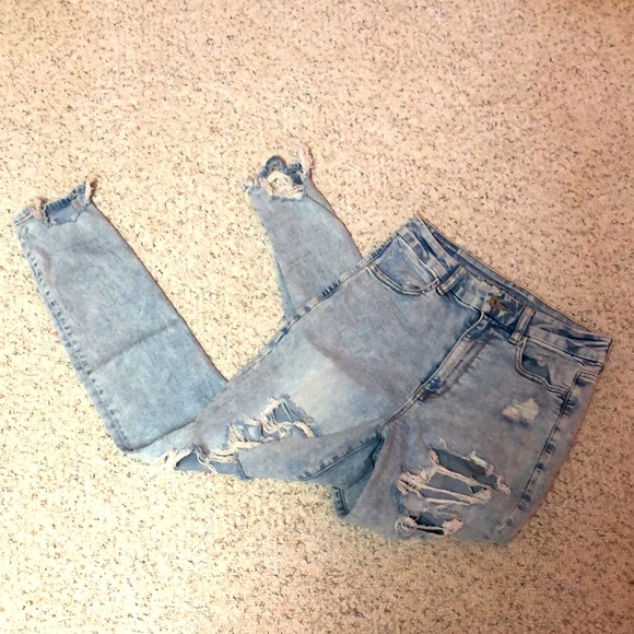 American eagle ne(x)t level stretch curvy super hi-rise leggings distressed - Picture 2 of 9